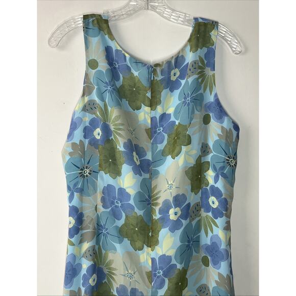 Old Navy V Neck Chiffon Midi Tank Dress Size 16 Blue Floral V Neck Lightweight - Picture 3 of 11
